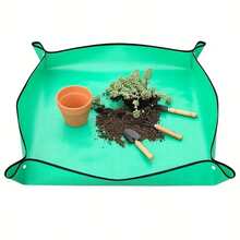 1pc Foldable Waterproof Gardening Work Mat With Splash Guard Edge, Plant Repotting Soil Storage Pad, Portable Yard Planting Cleaning Mat, Suitable For Indoor Potted Plants, Balcony Gardening, Flower Pot Transplanting - A - View 5