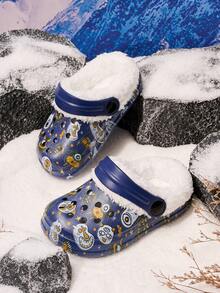 Boys Girls Casual Comfortable Lightweight Thermal Lined Warm Clogs Suitable For Winter - Navy Blue - View 5