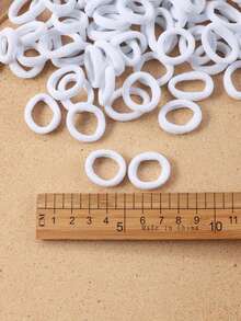 100/50 Pcs Mini Hair Ties For Girls, White Seamless Elastic Bands, Soft No Damage Small Ponytail Holders For Fine Thin Hair - White - View 3