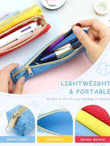 Ultra-Thin Pencil Case, Colorful Pencil Pouch Makeup Bag, Zippered Adult Office Stationery Storage Box, Compact And Elegant - Multicolor - View 1
