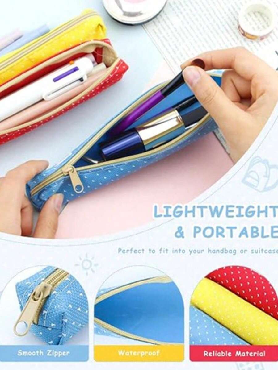 Ultra-Thin Pencil Case, Colorful Pencil Pouch Makeup Bag, Zippered Adult Office Stationery Storage Box, Compact And Elegant - Multicolor - View 1