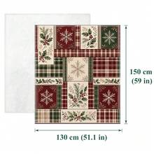 1pc Christmas Patchwork Plaid Flannel Blanket, Holly Berry Pine Cone Snowflake Print Soft Comfortable Blanket, Single-Sided Printed Blanket, Christmas Holiday Home Decor Throw Blanket - Multicolor - View 13
