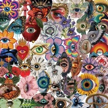 50pcs Pupil Hallucination Art PET Dual Transparency Graffiti Stickers DIY Decorative Cup Journal Phone Case Computer Desk Helmet Guitar ,Creativity Gift Decals - 1 Set/50 PCS - View 12