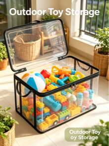 2PCSThickened, Foldable, Transparent PVC Storage Box Featuring A Clear Viewing Window; A Durable, Waterproof Rectangular Container Suitable For Books, Toys, Stationery, And Snacks-Space-Saving And Ideal For Home Or Classroom Organization. - View 2