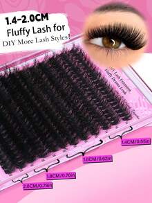 YIDUO 200D Mega Volume Lash Clusters D Curl Fluffy Wispy DIY Lash Extension Mixed Length 14‑20mm Soft Thin Band Individual Cluster Lashes Reusable Dramatic Look For Halloween Party Wedding Daily Eye Makeup For Beginner - D - View 3