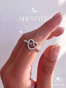 1pc "Mom" Letter Rhinestone Ring, Exquisite& Unique, For Attending Balls, Gatherings And Parties, High-Quality Jewelry Gift For Women - Letter - View 2