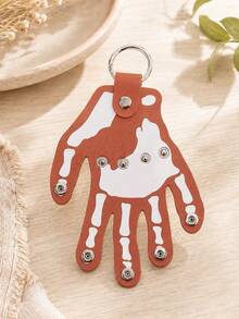 Skeleton Hand Keychain, 1pc PU Leather Key Organizer Bag, Palm Shaped Key Fob With Snap Button, Foldable Key Ring Key Holder, Gothic Skeleton Finger Keychain, Halloween Bag Charm, Suitable For Wallet Backpack, Car House Keys, Unisex Gift - A - View 16