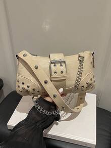 2025 Autumn/Winter New Fashion Versatile Commuter Shoulder Bag With Buckle Closure Baguette Bag For Women - Khaki - View 1