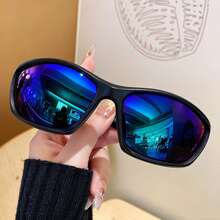 1 Pair Sporty Casual Glasses, All Season, Wrap-Around Full Frame, Colorful Coated Lenses, Multiple Colors Available, Men's Daily Outfit Decorative Accessory - Multicolor - View 17