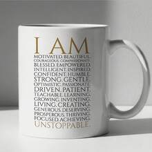 Positive Affirmation Coffee Mug, I Am Unstoppable Inspirational Word List Printed Ceramic Cup, Encouragement Motivational Gift For Women Friends Birthday Holiday Present - Multicolor - View 12