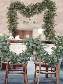 Artificial Eucalyptus Garland Fake Green Leaf Vine Wedding Arch Wall Home Decor - Green - View 2