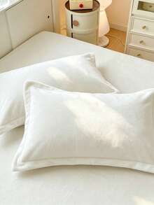 1PC/2pcs Velvet Solid Color Pillowcase, Soft Cozy Plush Pillow Cover For Bedroom Decor, 1PC - White - View 6