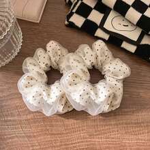 Polka Dot Mesh Double Layer Fashion Fabric Hair Scrunchie, Multi-Functional Suitable For Party And Birthday, Ideal Mother's Day Gift - Polka Dot Hair Tie - View 7