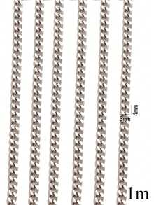 1m Stainless Steel Fashionable, Minimalist Geometric Ripple Chain-Necklace, Bracelet, And DIY Jewelry-Making Supplies - Chain - View 10