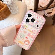 GUCADI Rose Pink, Sweet And Cute Cartoon Lamb Pattern Phone Case, Suitable For Apple 18 Pro Max, 17, With Pink Border, 16 Model Is Soft Shell, 15 Model Is Matte Texture, Design Is Cute, Sweet, Girly, Creative, Geometric Pattern, Cartoon Style, Niche - Rose Pink - View 9