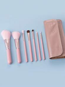 7pcs Small Grape Makeup Brush Set With PU Slot Storage Bag, Gradient Soft Bristles, Fluffy And Skin-Friendly, Non-Irritating, Picks Up Powder Gently With Minimal Fallout, Suitable For Daily Home Light Makeup, Easily Complete Basic Full Face Makeup - Multicolor - View 8