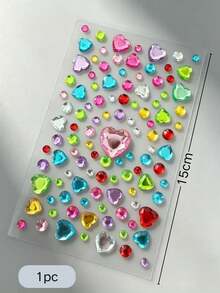 1pc Colorful Heart & Star Face Decoration Stickers, Multi-Specification Rhinestone Combination Elements, Convenient Self-Adhesive Glue-Free, Music Festival Carnival Photo Shoot Atmosphere Face Makeup Stickers, Comic Convention Photo Shoot Makeup Decoration Stickers, Eye Area Colorful Rhinestone Embellishment Stickers - Multicolor - View 8