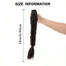Brown-Black 16-Inch Hand-Braided Ponytail Extension, With Claw Clip, Suitable For Women - Multicolor - View 5