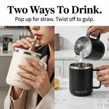 Double Layer Insulated Milk Coffee Mug With Sliding Lid Portable Sealed 304 Stainless Steel Thermal Cup For Cold And Hot Drinks - Multicolor - View 7