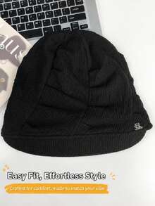 1pc Women's Corduroy Knitted Newsboy Cap, Loose Fit Adjustable Drawstring Hat, Ribbed Texture, Warm Autumn/Winter Street Style Travel Hat - A - View 7