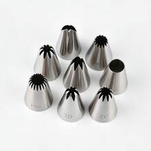 8pcs/Set 304 Stainless Steel Christmas Poinsettia Piping Tips, Suitable For Cupcakes, Cakes, Cookies Decoration - Multicolor - View 8