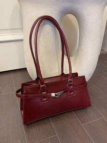 2026 Winter New Fashion Cute Versatile High-End Quality Minimalist Casual One Shoulder Handbag - Burgundy - View 3
