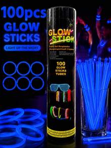100/15pcs 8-Inch Glow Sticks, 10-12 Hours Glow Time, Suitable For Parties, Gatherings, Bars, Birthdays, Halloween Parties, Holiday Decorations And Disposable Items - Seven-color Glow Sticks - View 13