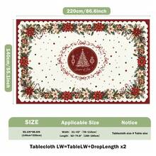 1pc Farmhouse Style Christmas Tablecloth, Poinsettia Christmas Tree Bow Christmas Ball Print Pattern, Polyester Material Single-Sided Print, Suitable For Tabletop, Washable And Reusable, Suitable For Indoor, Outdoor, Yard, Wedding, Banquet, Party, Outdoor Dining, Suitable For Craft Exhibition, Banquet Event Home Decor - Multicolor - View 12