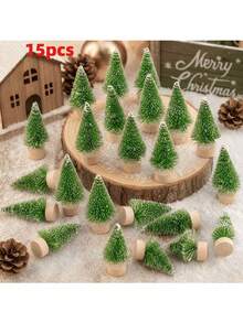 5pcs/Set Pohon Natal Meja 4.5cm/1.77in Hijau Pohon Natal Mini Dekoratif Pohon Pinus Dekorasi Meja Set Mini Dekorasi Pesta Dekorasi Natal - Berbagai gaya - View 8