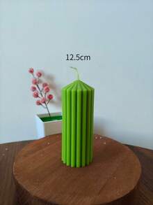 Green Striped Decorative Candle Ribbed Textured Aesthetic Wax Candles For Christmas Holiday Decor, Warm Silent Style Home Atmosphere, Minimalist Decorative Candle Centerpiece Christmas Present Decorations Gift For Woman Winter Gift - Green Cone-shaped Pillar Candle - View 13