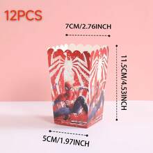 6pcs/12pcs/24pcs Anime Cartoon Theme Party Candy Boxes, Theme Party Gift Boxes, Candy And Cookie Boxes, Party Gift Bags, Party Gift Boxes, Suitable For Birthday Party, Candy And Popcorn Box Decoration, Applicable For Back To School Season Party, Holiday Essential Party Supplies - Multicolor - View 7