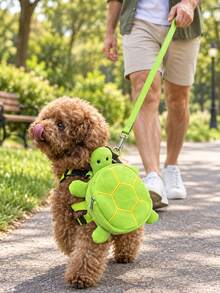 Turtle Shaped Pet Backpack Leash Set, Cute Turtle Design, 2-In-1 Harness And Backpack, Pet Travel Bag, Dog Walking Gear, Outdoor Adventure Companion, Suitable For Small And Medium Dogs Walking, Travel And Training - Multicolor - View 6