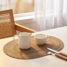 6pcs Simple Gradient Milky Coffee Color Oval Polyester Placemat, Heat Resistant Non Slip Table Mat, Washable Reusable Dining Table Decor For Kitchen Dinner Party Home Decor - Brown - View 2