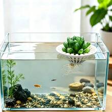 Aquarium Hydroponic Floating Colonization Basket, Soilless Cultivation Pothos And Succulent Holder, Aquascaping Plant Floating Rack, 3D Printed PLA Material, White Stand, Universal Model For Water Purification And Root Rot Prevention - A - View 3