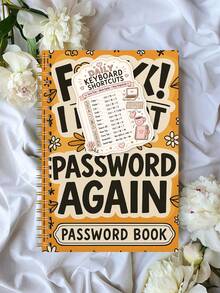 1pc Retro Orange Password Book 8.15x5.7in With Keyboard Shortcut Sticker, Username & Website Login Organizer, Halloween Notebook Office Decor And Accessories Nurse Essentials Bible Study Materials - A5 - View 8