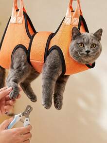 Cat & Dog Nail Clippers, Suitable For Medium & Small Pets, Hanging Grooming Bag For Bathing, Medicating, Trimming, Soft & Comfortable Material, Pet Grooming Hammock, Popular Pet Gift Recommendation - Multicolor - View 1