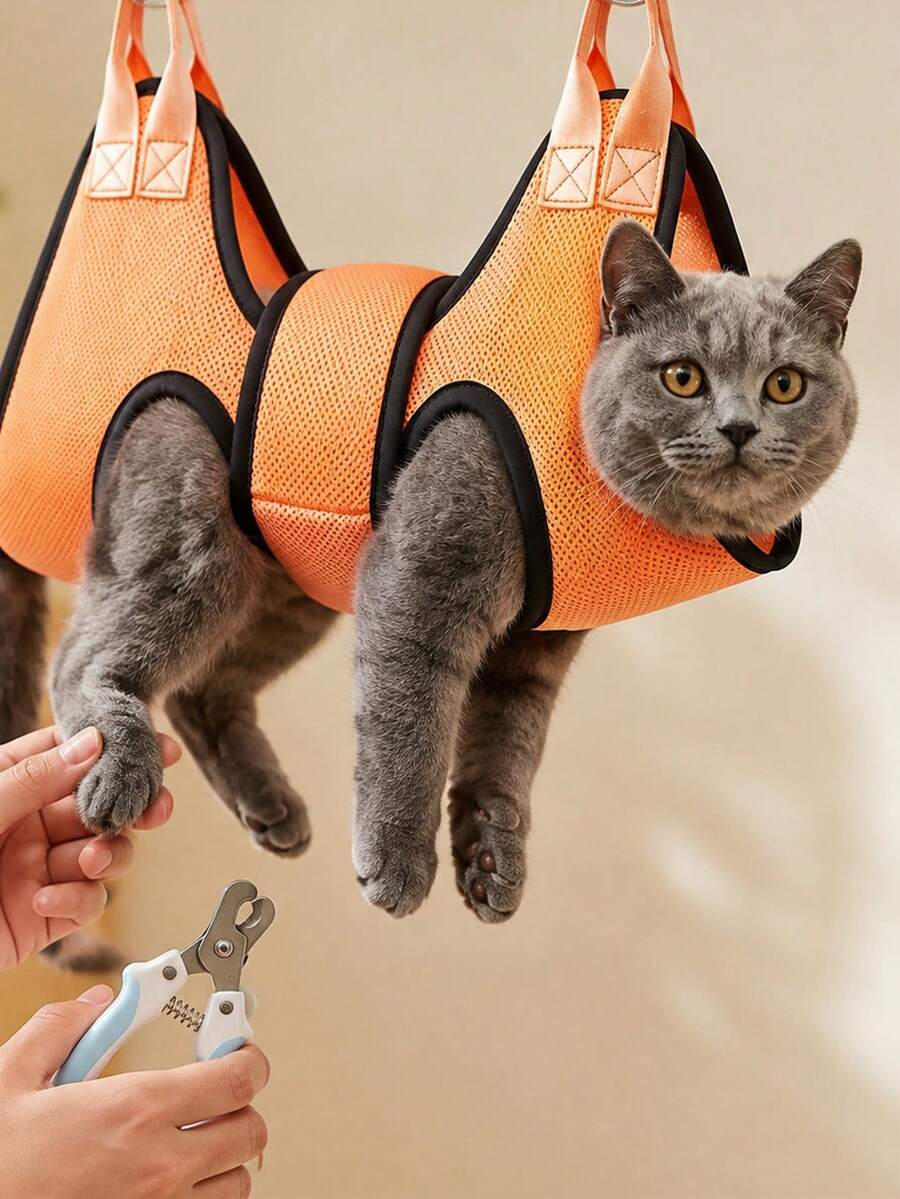 Cat & Dog Nail Clippers, Suitable For Medium & Small Pets, Hanging Grooming Bag For Bathing, Medicating, Trimming, Soft & Comfortable Material, Pet Grooming Hammock, Popular Pet Gift Recommendation - Multicolor - View 1