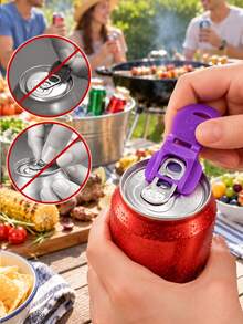 2pcs Random Color 6-Color Soda Can Opener And Soda Can Lid, Beverage Protection Cap, Suitable For Party, BBQ, Camping And Travel - Multicolor - View 3