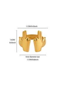 Fashion Geometric Hand Gestures Stainless Steel Rings For Women Men Gold Color Open Ring Couple Punk Jewelry Gifts - 1 - View 8