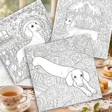 1pc 7.87 X 7.87 Inch Single-Sided 24 Pages Bold Easy Relaxing Mandala Dog Coloring Book, Suitable For Birthday, Halloween, Christmas And Other Holiday Party Relaxation Gift - Dachshund Coloring Book - View 2