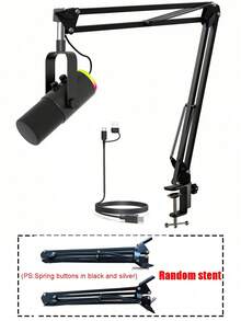 Dynamic Podcast Microphone For Content Creators, Cardioid XLR/USB Mic, AI Noise Cancellation, Tap Mute, 3.5mm Jack For Monitoring, Volume Control, Microfono With Boom Arm, Black - View 8