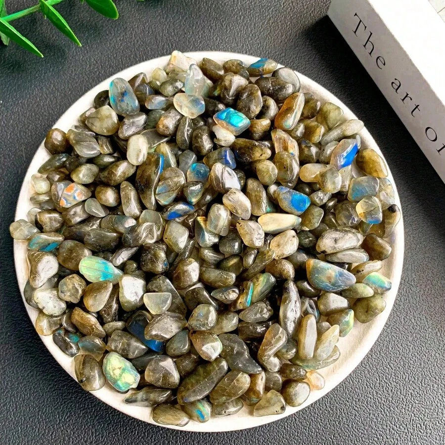 100g Natural Labradorite Crushed Stones - Irregular Pebbles For Mini Aquariums, Succulents, Terrariums & Vase Filler - A - View 1