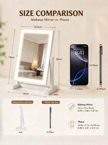 1pc Portable LED Makeup Mirror With Touch Control, 3 Lighting Modes, Rechargeable Battery Powered, Adjustable Brightness - Stylish Design, Suitable For Travel, Vanity Stand, Plastic Material - Tabletop Mirror - View 7