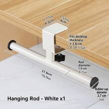 Clip‑On Adjustable Hanging Rod, No‑Drill Desktop Side Hanger, Multi‑Functional Storage Rack For Home, Office, Dorm, Kitchen And Bathroom, Space‑Saving Organizer For Clothes, Towels, Bags, Hats And Scarves - View 11