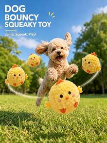 2/1pc Yellow Chick Pet Interactive Bouncing Sound Toy Ball, Cat Dog Play Entertainment Toy, Teeth Cleaning Chewing Sound Ball, Can Make Sound To Attract Dogs, Durable Material, Slow Rebound Pet Companion Toy, Battery-Free Training Ball, 3/2/1pc - Multicolor - View 4
