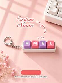 Personalized Custom English Name Keyboard Keycap Keychain, Customizable Exclusive English Name, Colorful Letter Keycap Creative Keychain, Multi-Color Combination Optional, Computer Bag Backpack Pendant, School Bag Key Hanger, Office Personalized Accessory, Mechanical Key, Programmer Computer Enthusiast Birthday Gift, Halloween Christmas Holiday Gift - Multicolor - View 7
