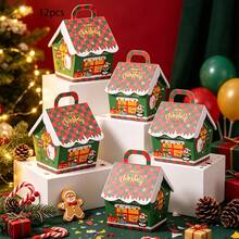 12pcs/Pack Christmas Party Gift Decoration Boxes Candy Cookie Boxes Christmas 3D Paper Boxes Handheld Carry Boxes Decorative Paper Boxes - View 5