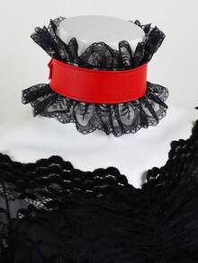 1pc Gothic Black Lace Choker Necklace With Buckle, Victorian Vintage Ruffle Neck Decoration Adjustable, Witch Vampire Halloween Cosplay Costume Party Accessory - Neck Decoration - View 8