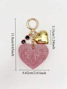 Cute Rhinestone Heart Bag Charm Keychain, Mini Fashion Glasses Key Chain, Key Pendant, Key Ring, Bag Accessory Cute Small Ornament, Graduation Gift, Car Accessory, Phone Charm, Suitable For College Backpacks, Campus Bags, Wallet Decoration - Multicolor - View 7