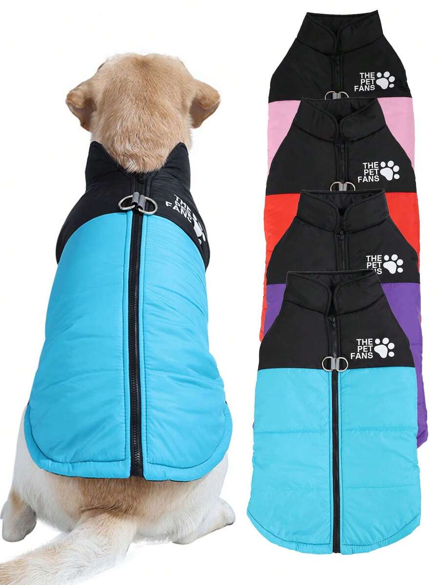1pc Autumn Winter Warm Large Dog Jacket With D-Ring Thicken Windproof Pet Coat Winter Outdoor Clothes For Dog Suitable For Labrador Golden Retriever German Shepherd